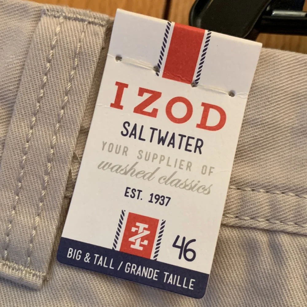 NEW Izod 46 saltwater cotton twill khaki chino shorts stretch comfort waist